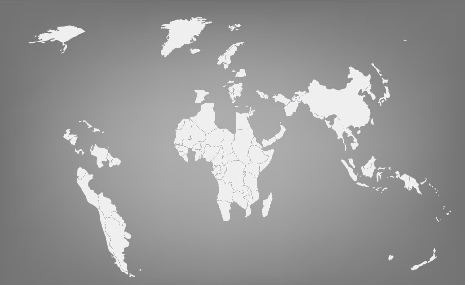 Grey world map with white-marked countries where MAX-truder has not yet completed any projects.
