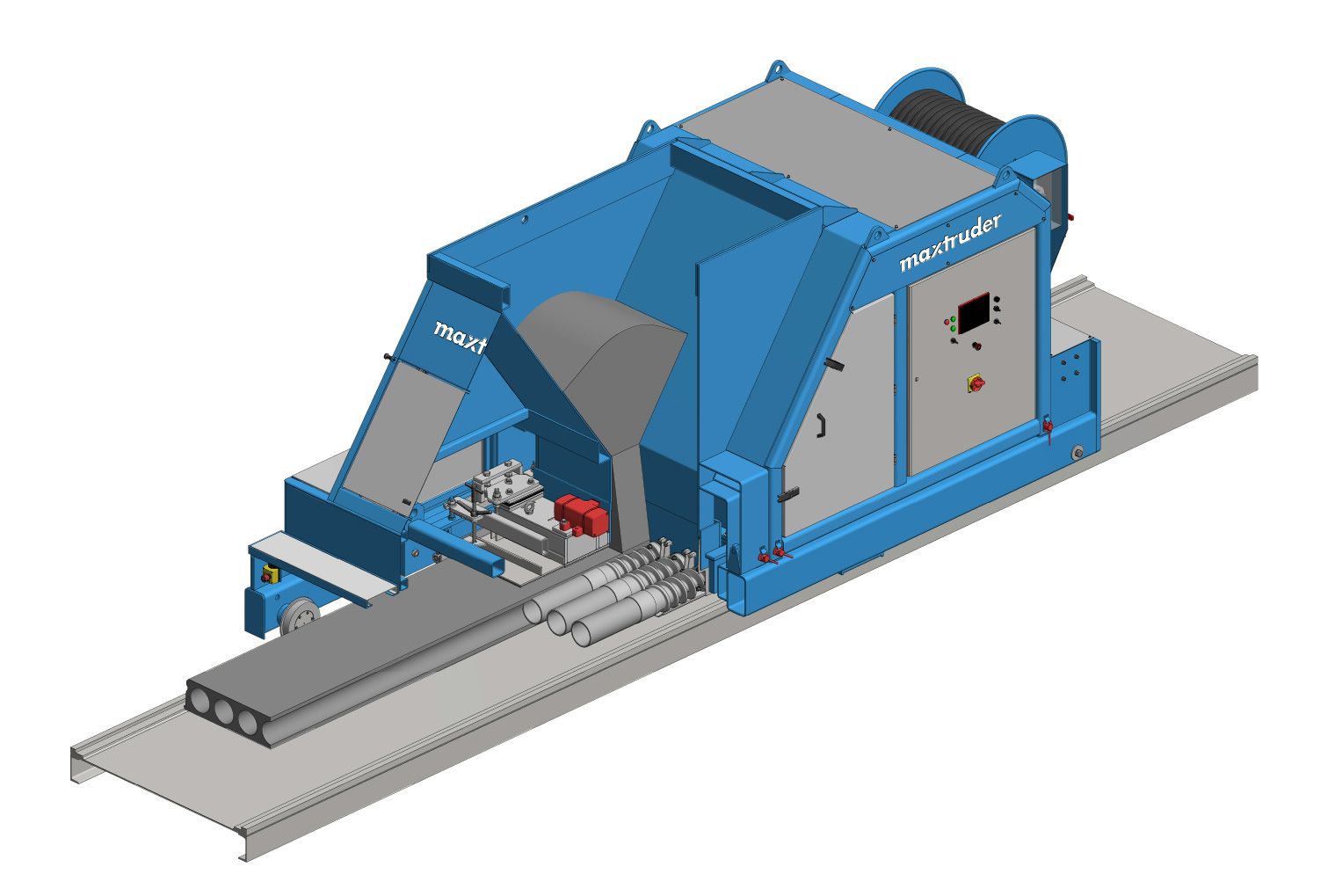 Concrete extruder maxtruder with modular design; shown in isometric CAD view.